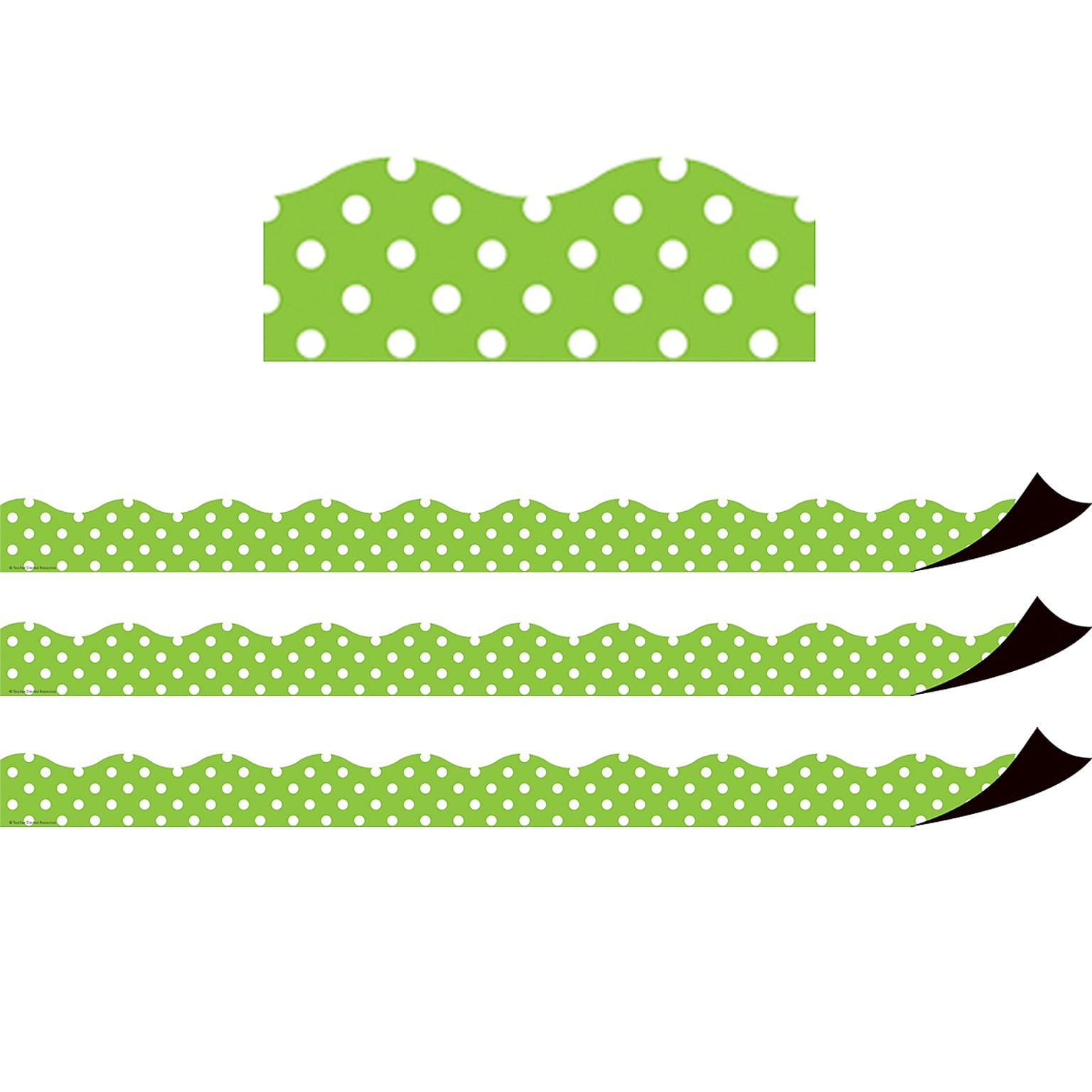 Teacher Created Resources Magnetic Borders, Lime Polka Dots, 24 Feet Per Pack, 3 Packs (TCR77123-3)