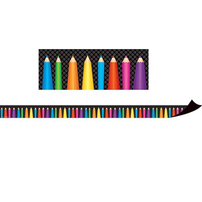 Teacher Created Resources® Magnetic Borders, Colored Pencils, 24 Feet Per Pack, 3 Packs (TCR77127-3)