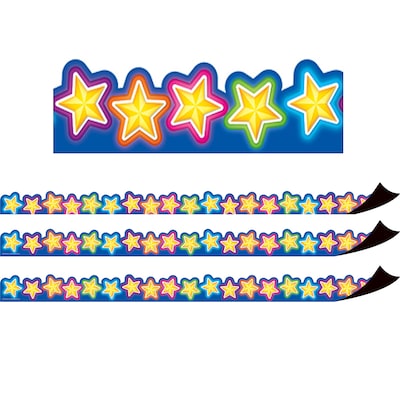 Teacher Created Resources Magnetic Borders, Neon Stars, 24 Feet Per Pack, 3 Packs (TCR77128-3)