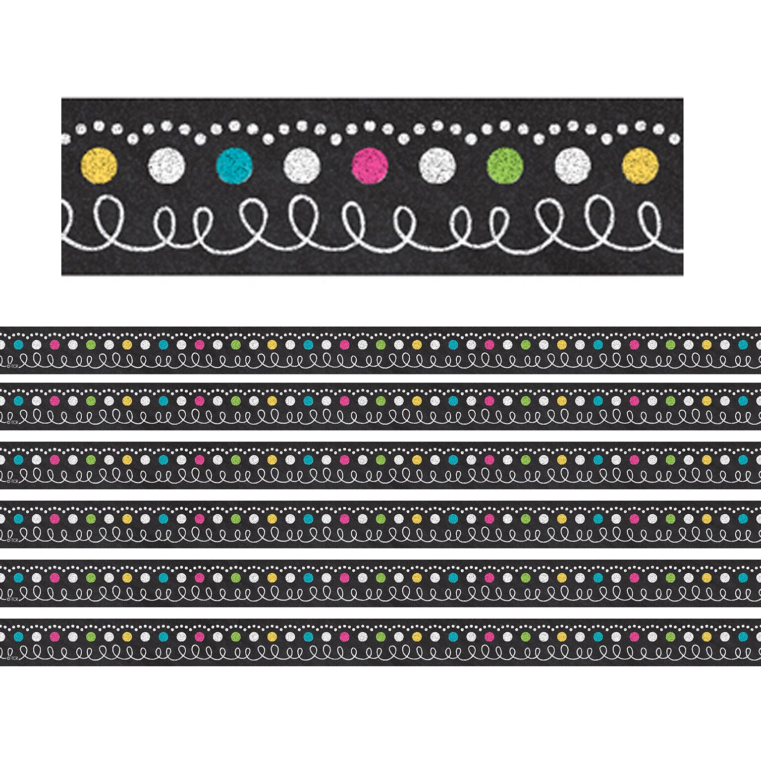 Teacher Created Resources Chalkboard Brights Magnetic Strips, 12 Feet Per Pack, 6 Packs (TCR77222-6)