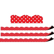 Teacher Created Resources Red Polka Dots Magnetic Border, 24 Feet Per Pack, 3 Packs (TCR77255-3)