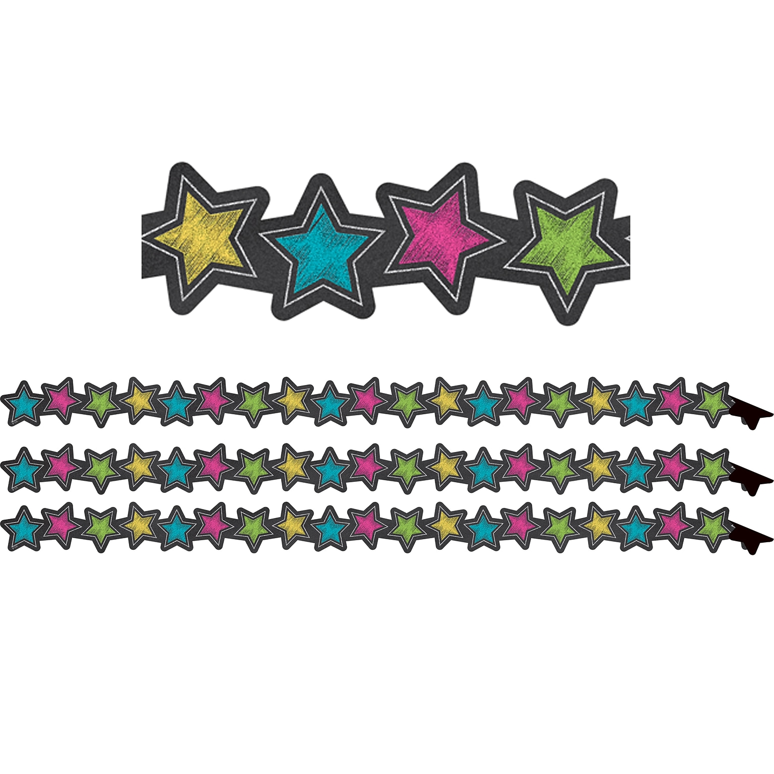Teacher Created Resources Chalkboard Brights Stars Magnetic Border, 24 Feet Per Pack, 3 Packs (TCR77313-3)