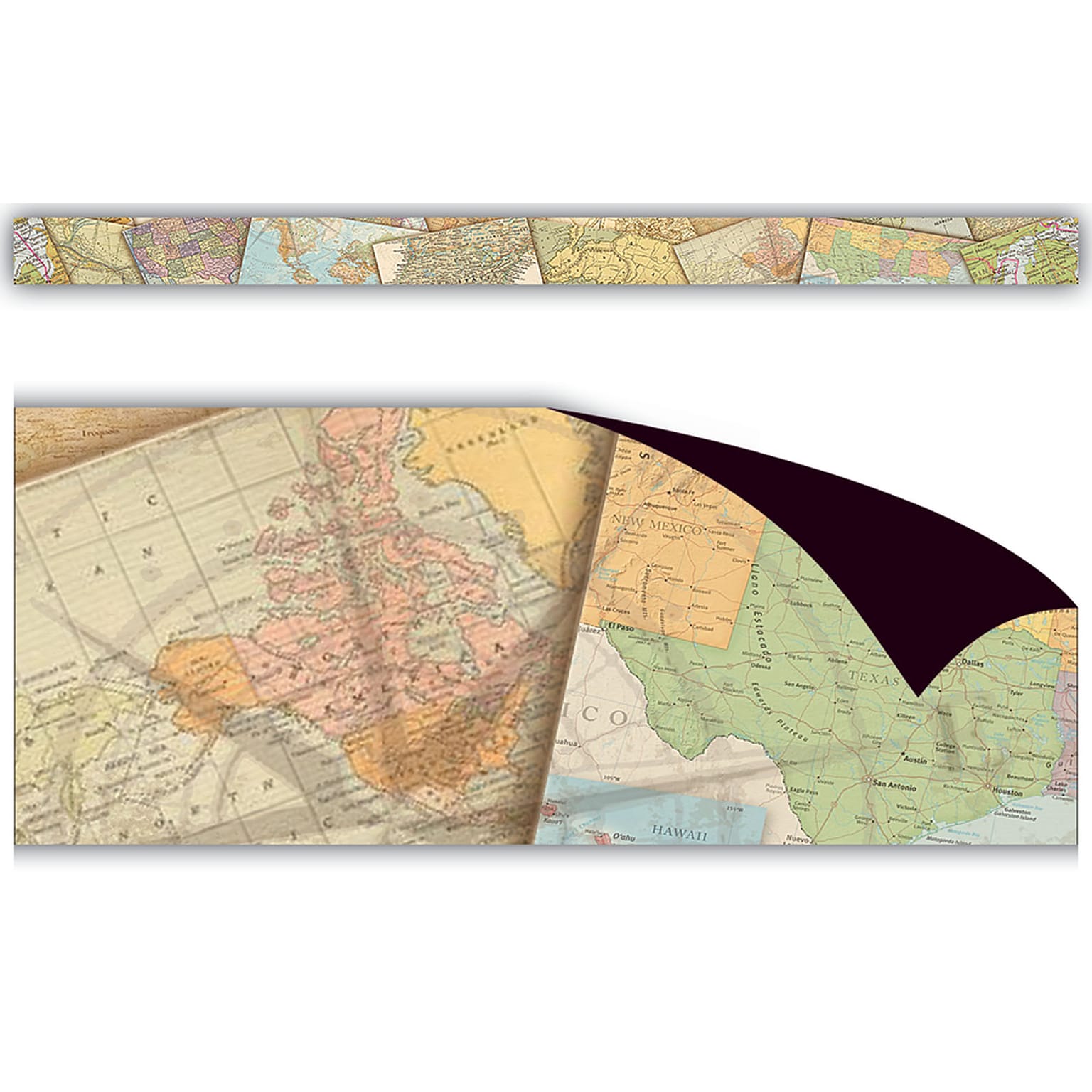 Teacher Created Resources Magnetic Straight Border, 1.5 x 24, Travel the Map (TCR77486)