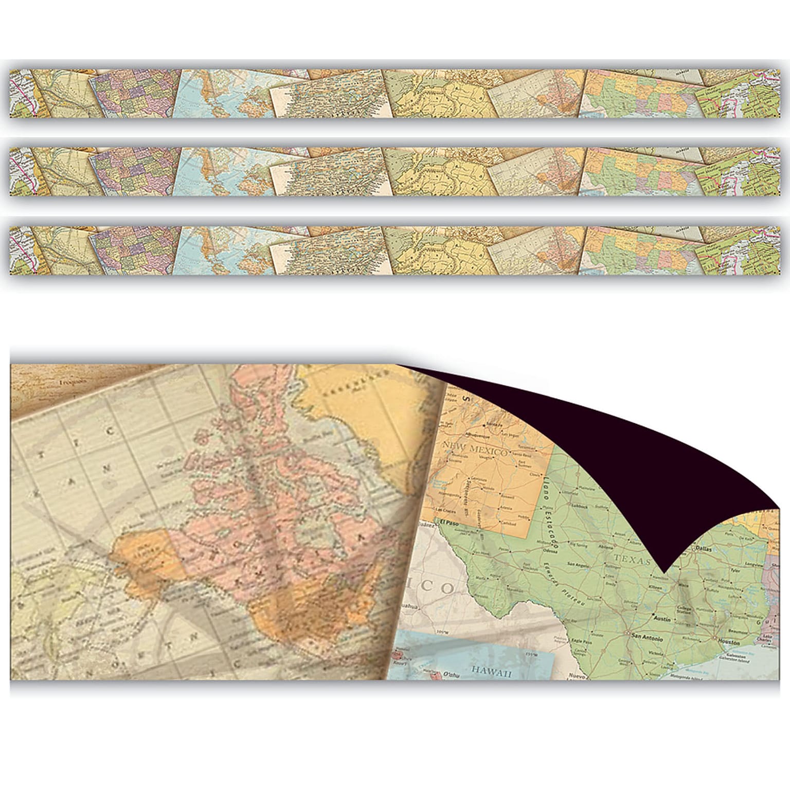 Teacher Created Resources® Travel the Map Magnetic Border, 24 Feet Per Pack, 3 Packs (TCR77486-3)