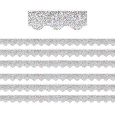 Teacher Created Resources Scalloped Border, 2.19 x 210, Silver Sparkle (TCR8765-6)