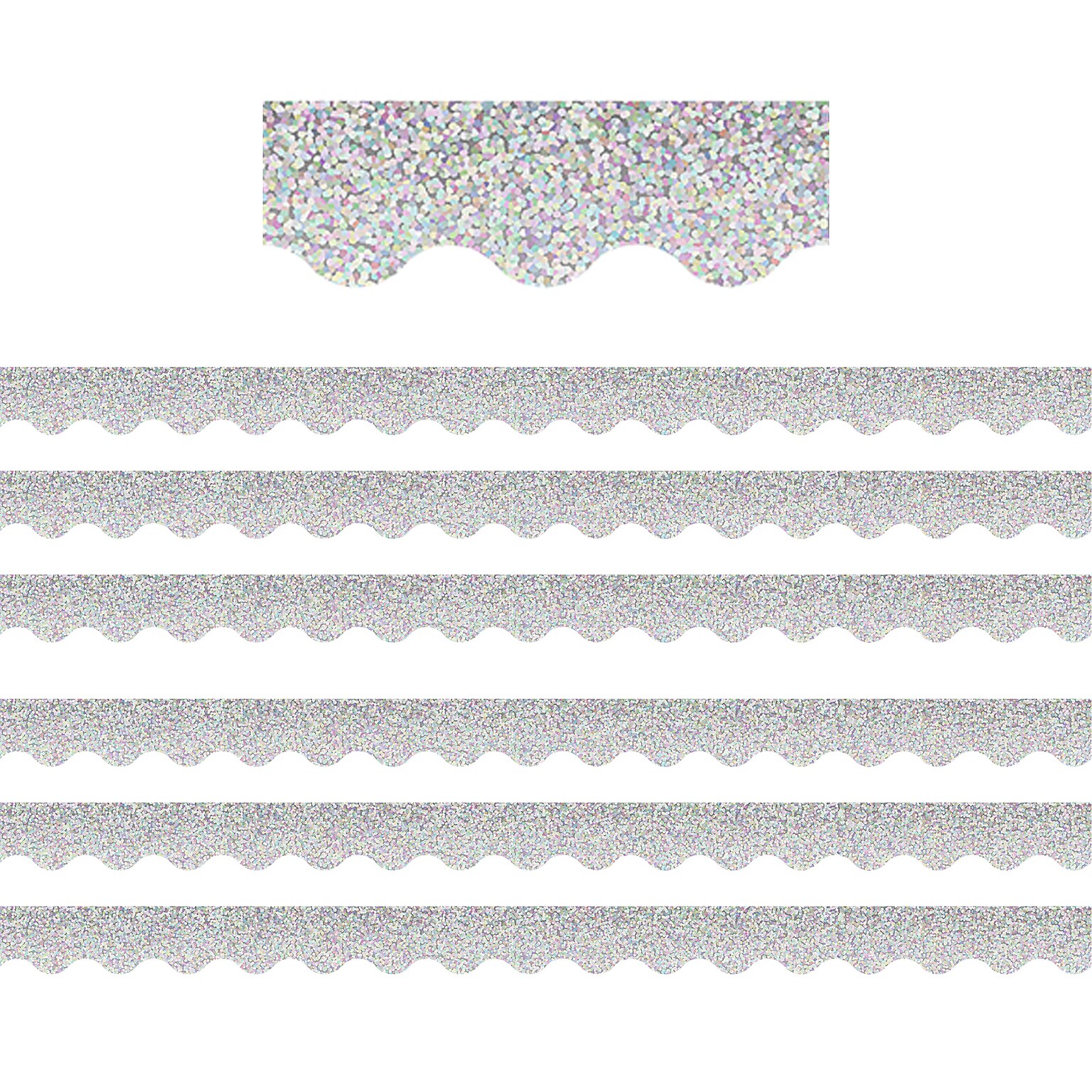 Teacher Created Resources Scalloped Border, 2.19 x 210, Silver Sparkle (TCR8765-6)