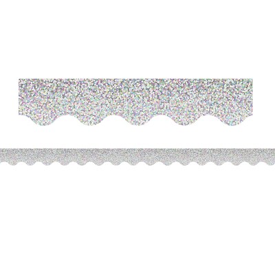 Teacher Created Resources Scalloped Border, 2.19" x 210', Silver Sparkle (TCR8765-6)