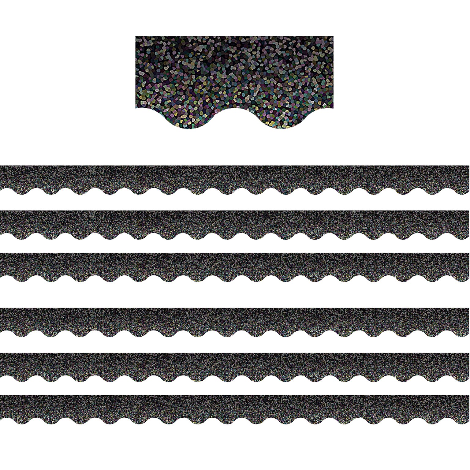 Teacher Created Resources Scalloped Border, 2.19 x 210, Black Sparkle (TCR8766-6)