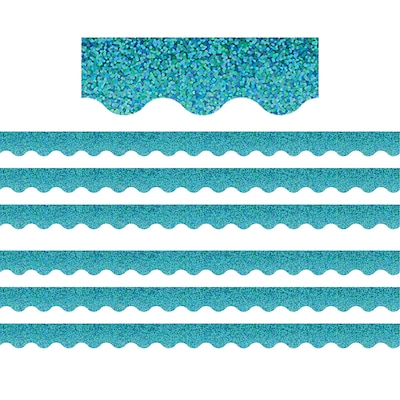 Teacher Created Resources Scalloped Border, 2.19 x 210, Teal Sparkle (TCR8792-6)