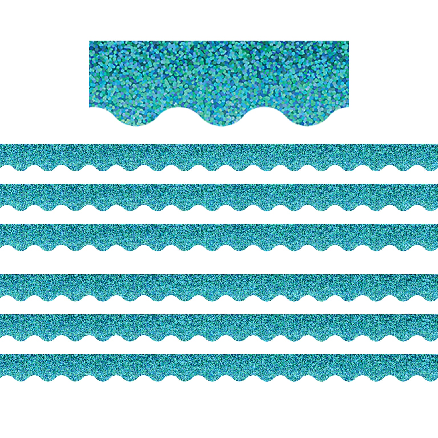 Teacher Created Resources Scalloped Border, 2.19 x 210, Teal Sparkle (TCR8792-6)