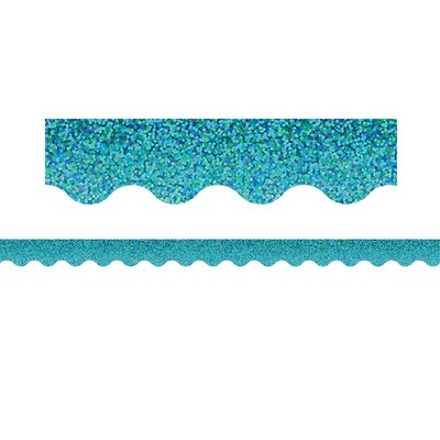 Teacher Created Resources Scalloped Border, 2.19" x 210', Teal Sparkle (TCR8792-6)