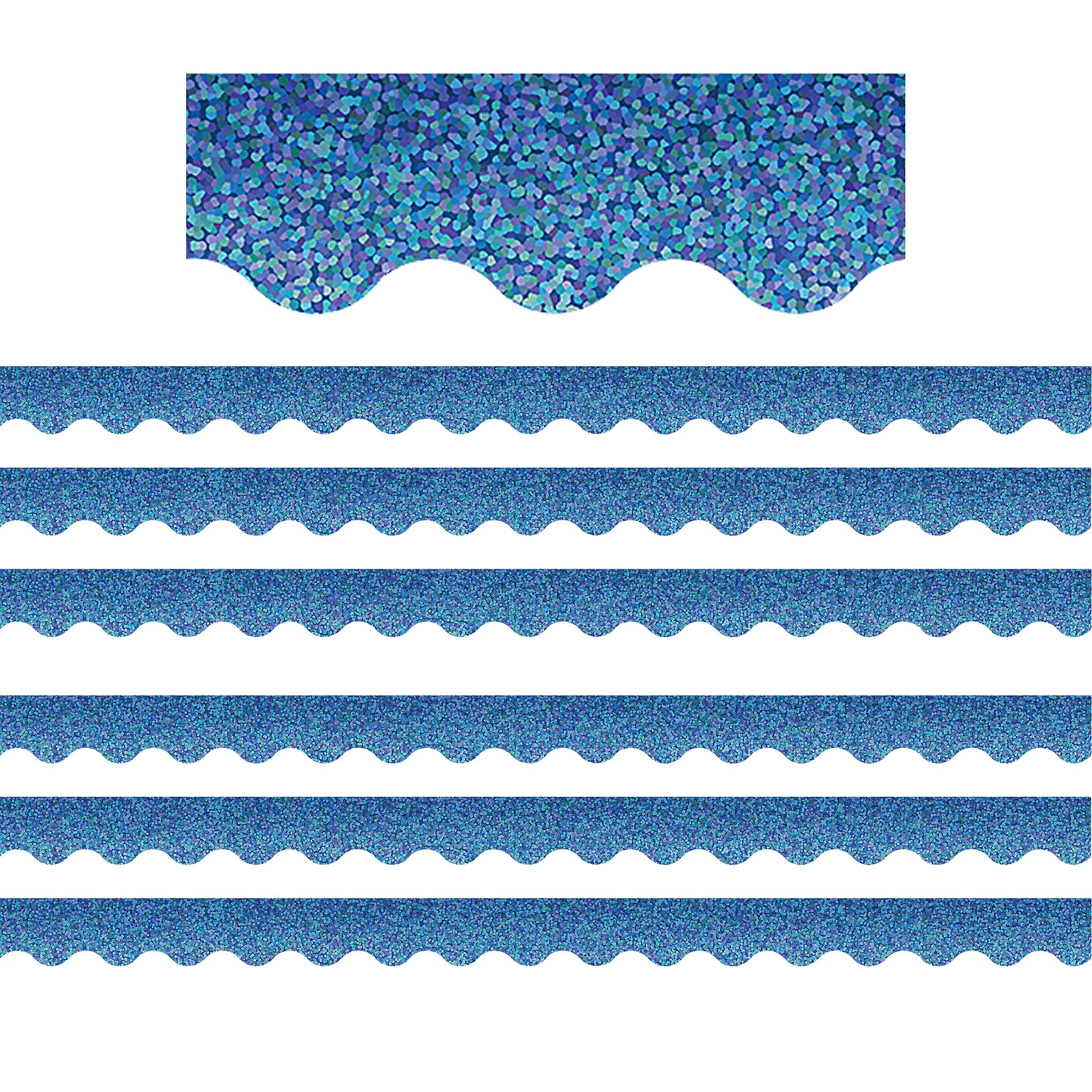 Teacher Created Resources Scalloped Border, 2.19 x 210, Blue Sparkle (TCR8794-6)