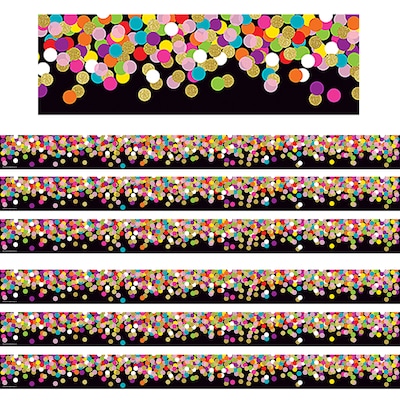 Teacher Created Resources Straight Border, 2.75 x 210, Colorful Confetti on Black (TCR8797-6)