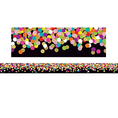 Teacher Created Resources Straight Border, 2.75 x 210, Colorful Confetti on Black (TCR8797-6)