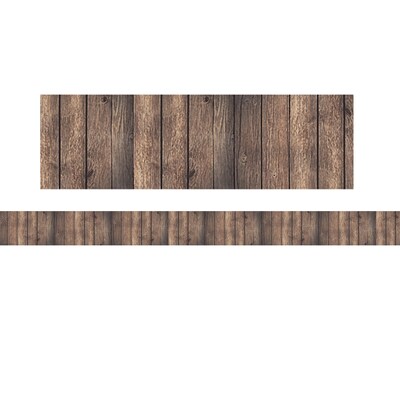 Teacher Created Resources Rolled Straight Border, 3" x 150', Dark Wood Design (TCR8938-3)