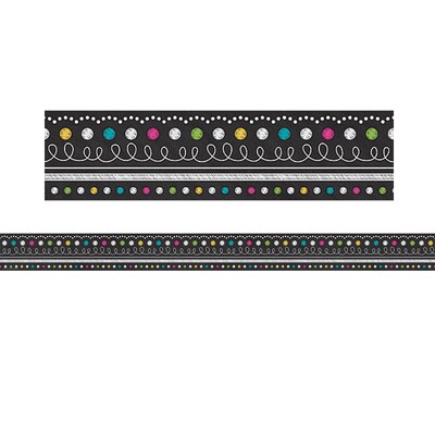 Teacher Created Resources Rolled Straight Border, 3 x 150, Chalkboard Brights (TCR8947-3)