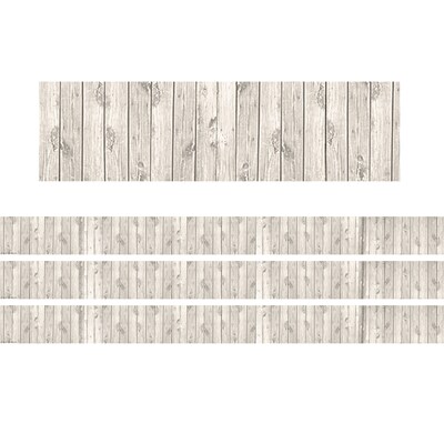 Teacher Created Resources Rolled Straight Border, 3 x 150, White Wood Design (TCR8949-3)