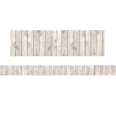 Teacher Created Resources Rolled Straight Border, 3 x 150, White Wood Design (TCR8949-3)