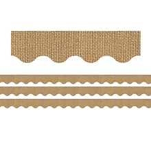 Teacher Created Resources Rolled Scalloped Border, 2.19 x 150, Burlap Design (TCR8956-3)