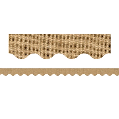 Teacher Created Resources Rolled Scalloped Border, 2.19" x 150', Burlap Design (TCR8956-3)