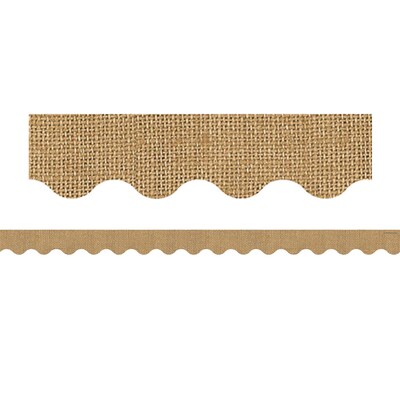 Teacher Created Resources Rolled Scalloped Border, 2.19 x 150, Burlap Design (TCR8956-3)