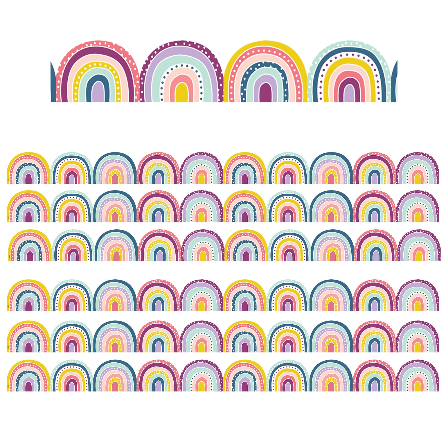 Teacher Created Resources Scalloped Border, 2.75 x 210, Oh Happy Day Rainbows (TCR9092-6)