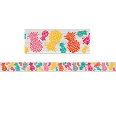 Teacher Created Resources® Tropical Punch Pineapples Straight Border Trim, 35 Feet Per Pack, 6 Packs
