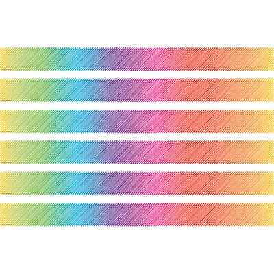 Teacher Created Resources Colorful Scribble Straight Border Trim, 35 Feet Per Pack, 6 Packs (TCR3418