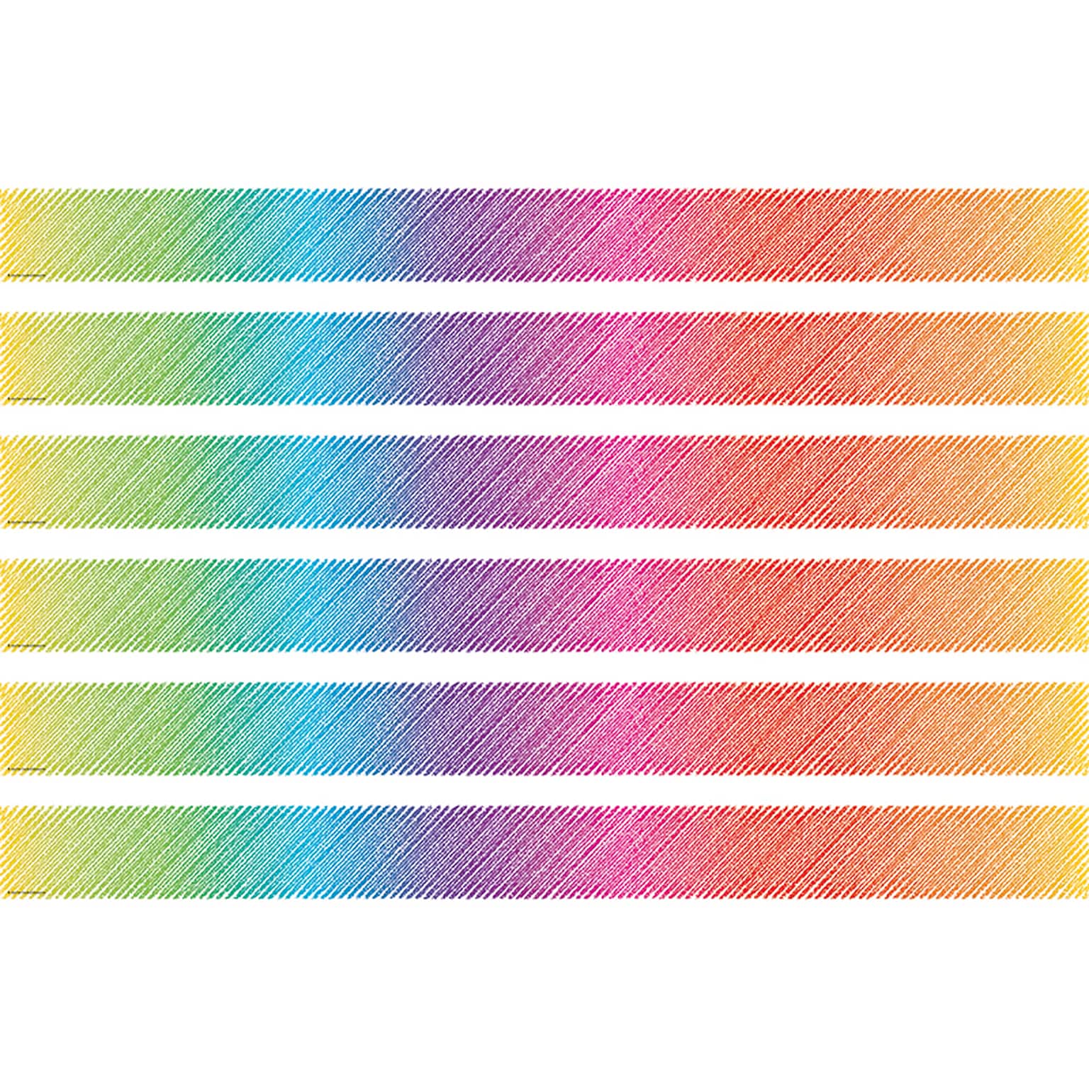 Teacher Created Resources Colorful Scribble Straight Border Trim, 35 Feet Per Pack, 6 Packs (TCR3418-6)