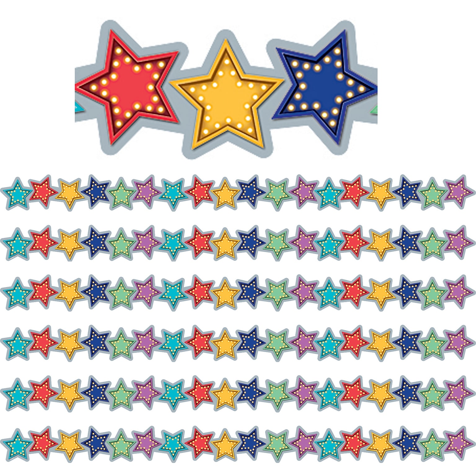 Teacher Created Resources Marquee Stars Die-Cut Border Trim, 35 Feet Per Pack, 6 Packs (TCR3495-6)