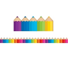 Teacher Created Resources Colored Pencils Die-Cut Border Trim, 35 Feet Per Pack, 6 Packs (TCR3496-6)
