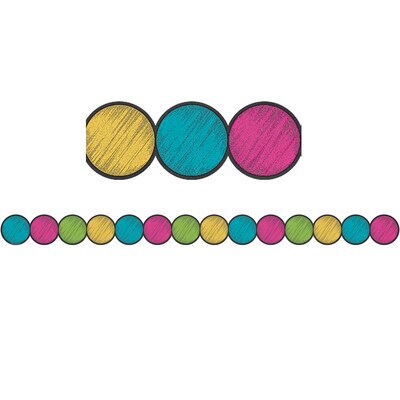 Teacher Created Resources Chalkboard Brights Circles Die-Cut Border Trim, 35 Feet Per Pack, 6 Packs