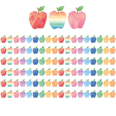 Teacher Created Resources Watercolor Apples Die-Cut Border Trim, 35 Per Pack, 6 Packs (TCR3573-6)