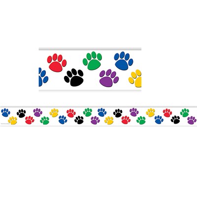 Teacher Created Resources Straight Border, 3 x 210, Colorful Paw Prints (TCR4641-6)