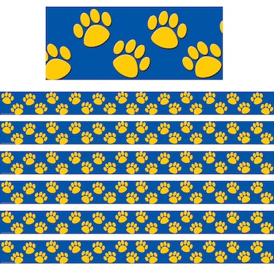 Teacher Created Resources Blue with Gold Paw Prints Border Trim, 35 Feet Per Pack, 6 Packs (TCR4643-