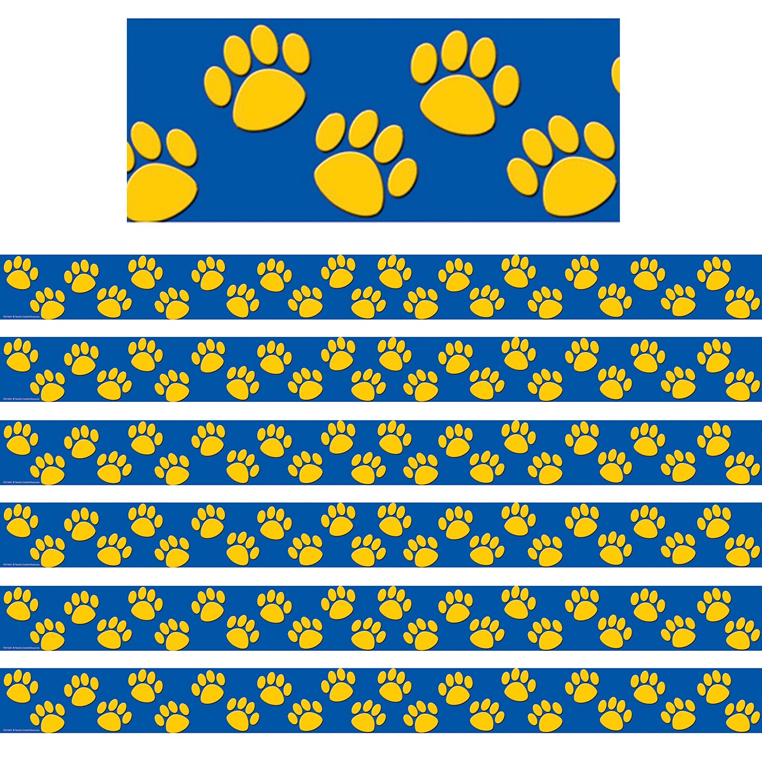 Teacher Created Resources Blue with Gold Paw Prints Border Trim, 35 Feet Per Pack, 6 Packs (TCR4643-6)