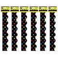 Teacher Created Resources Multicolor Dots on Black Scalloped Border Trim, 35 Feet Per Pack, 6 Packs