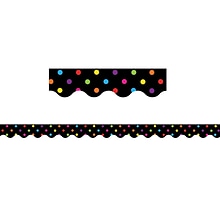 Teacher Created Resources Multicolor Dots on Black Scalloped Border Trim, 35 Feet Per Pack, 6 Packs