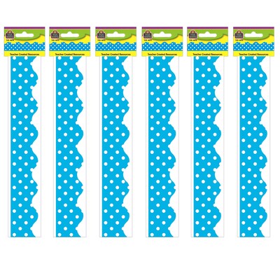 Teacher Created Resources Scalloped Border, 2.19 x 210, Aqua Mini Polka Dots (TCR4670-6)