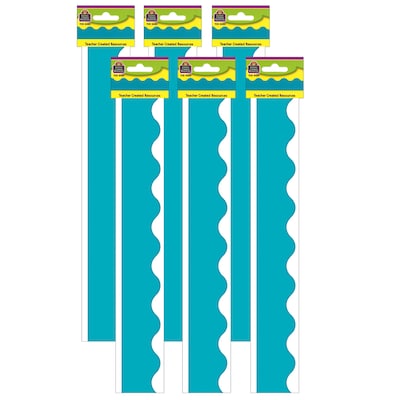 Teacher Created Resources Teal (solid) Scalloped Border Trim, 35 Feet Per Pack, 6 Packs (TCR5450-6)