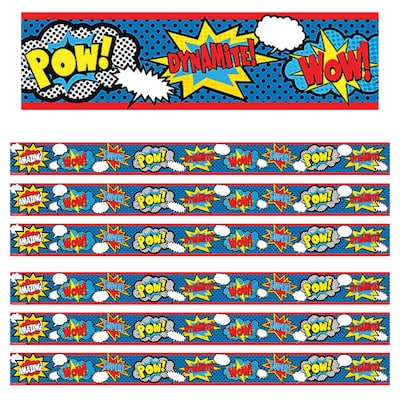 Teacher Created Resources Superhero Straight Border Trim, 35 Feet Per Pack, 6 Packs (TCR5586-6)