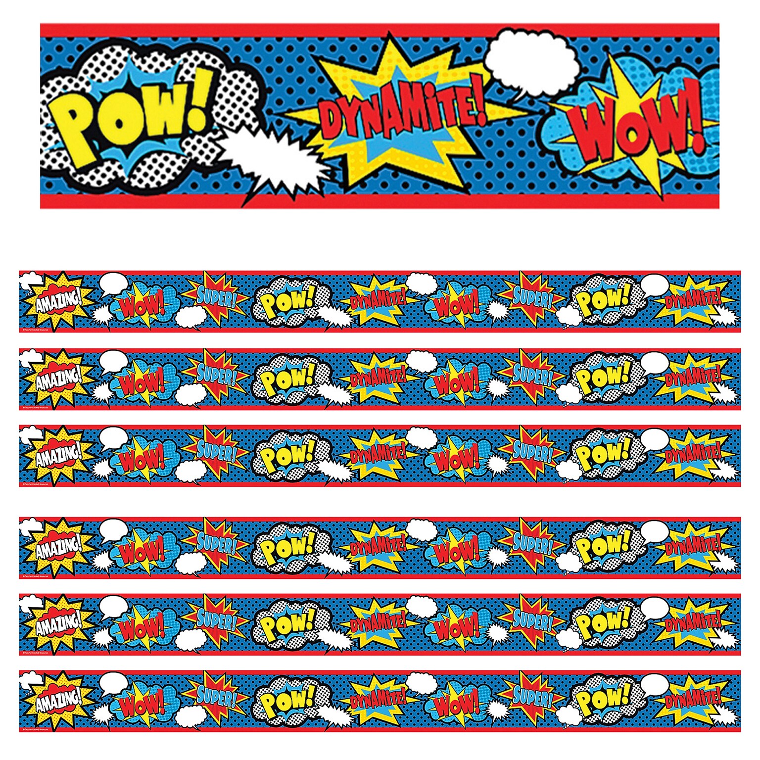 Teacher Created Resources Superhero Straight Border Trim, 35 Feet Per Pack, 6 Packs (TCR5586-6)