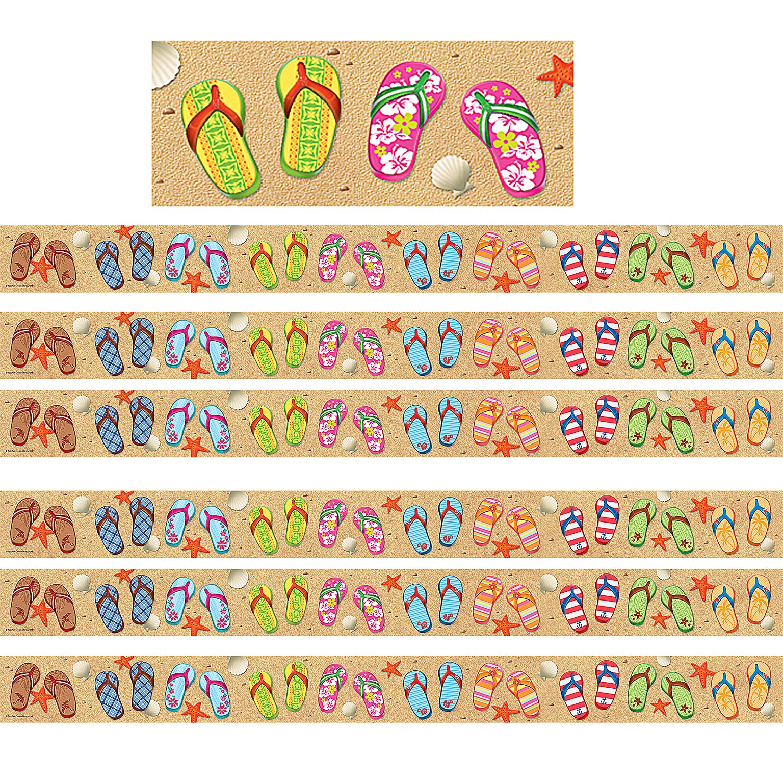 Teacher Created Resources Straight Border, 3 x 210, Flip Flops (TCR5648-6)