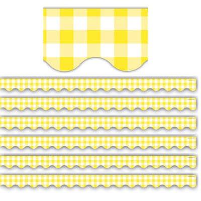 Teacher Created Resources Scalloped Border, 2.19 x 210, Yellow Gingham (TCR8500-6)