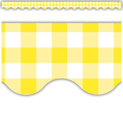 Teacher Created Resources Scalloped Border, 2.19" x 210', Yellow Gingham (TCR8500-6)