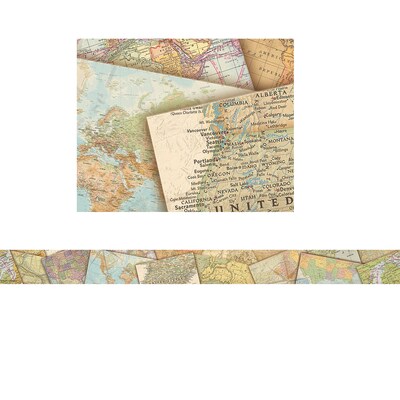Teacher Created Resources Straight Border, 3 x 210, Travel the Map (TCR8639-6)