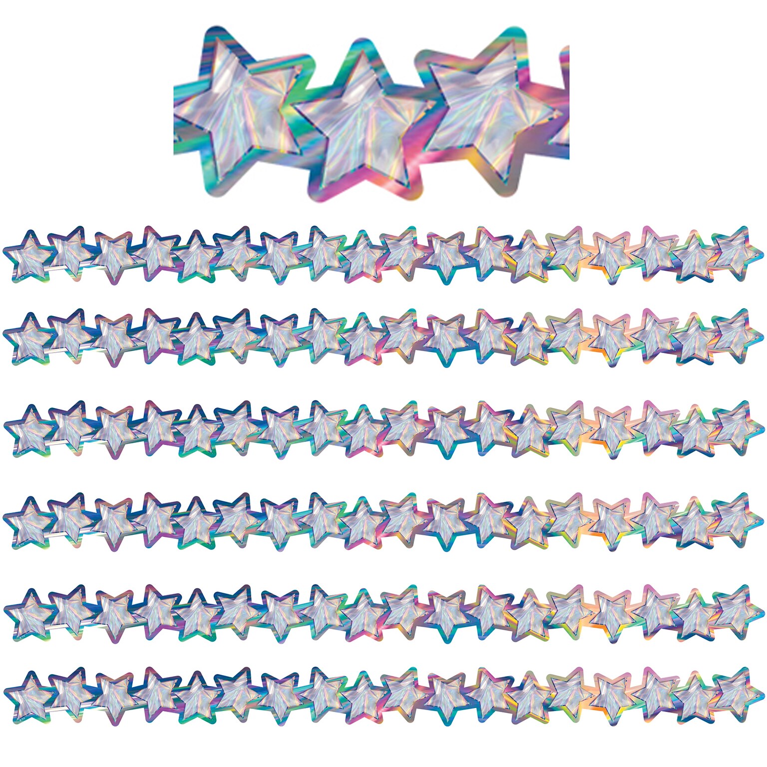 Teacher Created Resources Die-Cut Border, 2.75 x 210, Iridescent Stars (TCR8657-6)