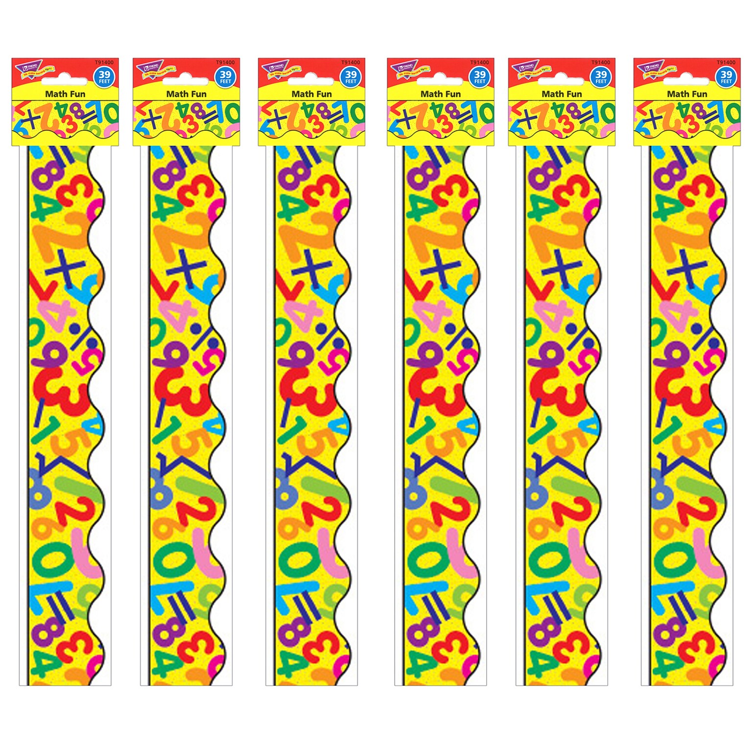 TREND Math Fun Terrific Trimmers, 39 Feet Per Pack, 6 Packs (T-91400-6)