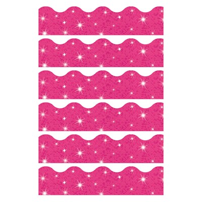 TREND Terrific Trimmers Scalloped Border, 2.25" x 195', Hot Pink Sparkle (T-91421-6)