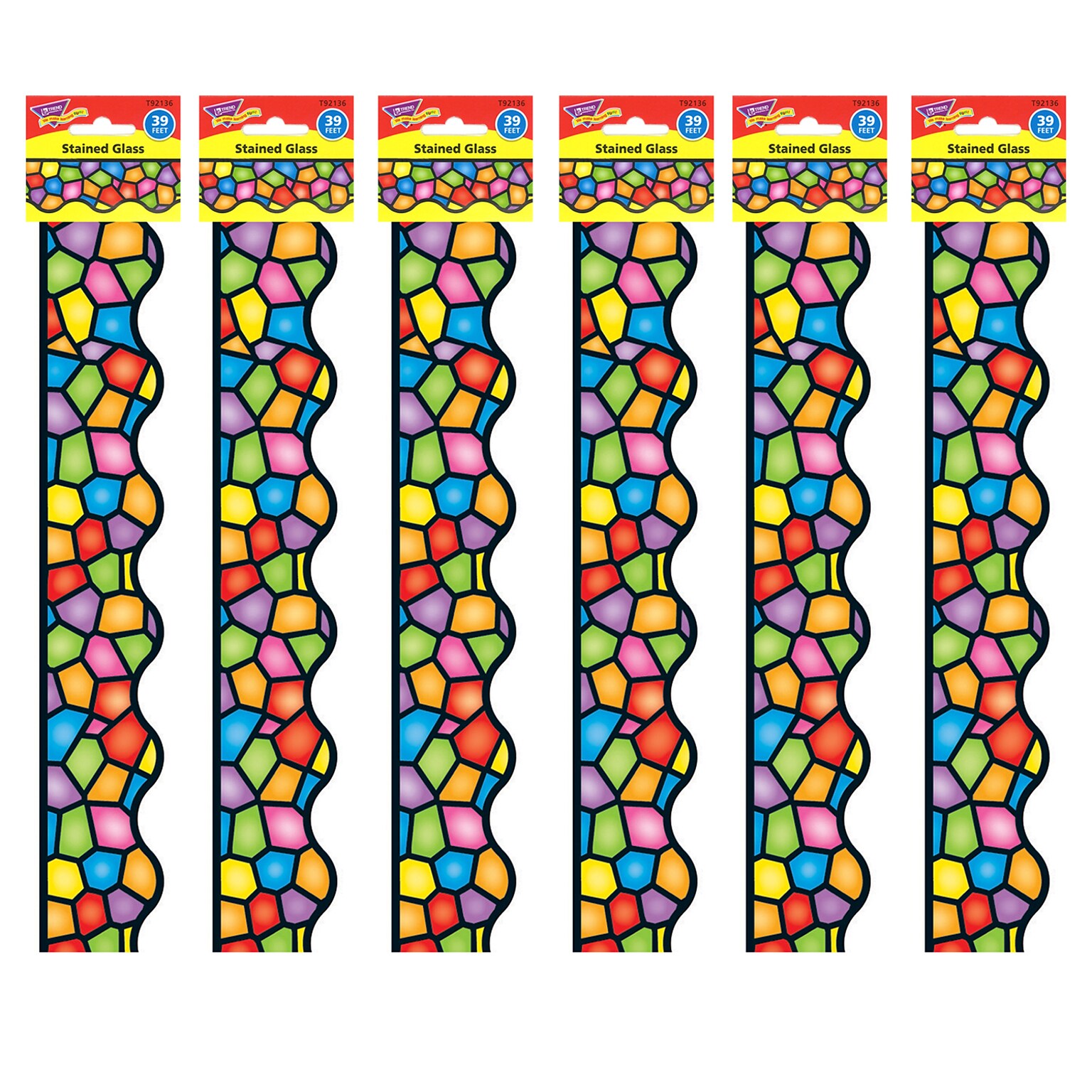 TREND Stained Glass Terrific Trimmers, 39 Feet Per Pack, 6 Packs (T-92136-6)